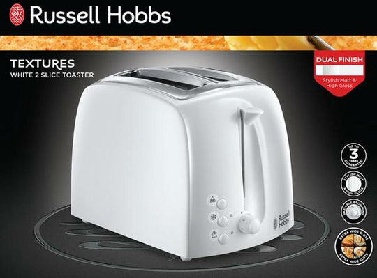 RUSSELL HOBBS TEXTURES 2 SLICE TOASTER WHITE 21640