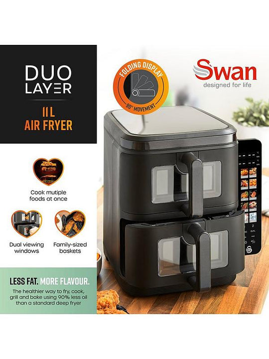 SWAN 11 LTR CYCLONE DUO LAYER AIR FRYER | SD10522BLK